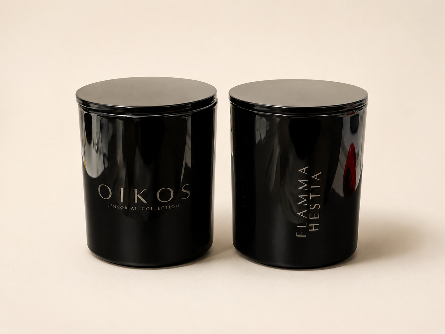 OIKOS candle from the Flamma Hestia Sensorial Collection, hand-poured in Miami