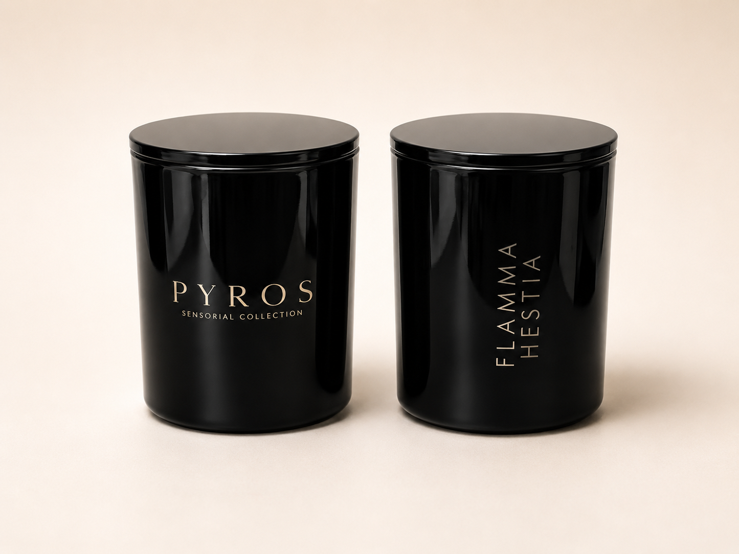 Flamma Hestia PYRÓS candle lit, smoky oud and leather fragrance