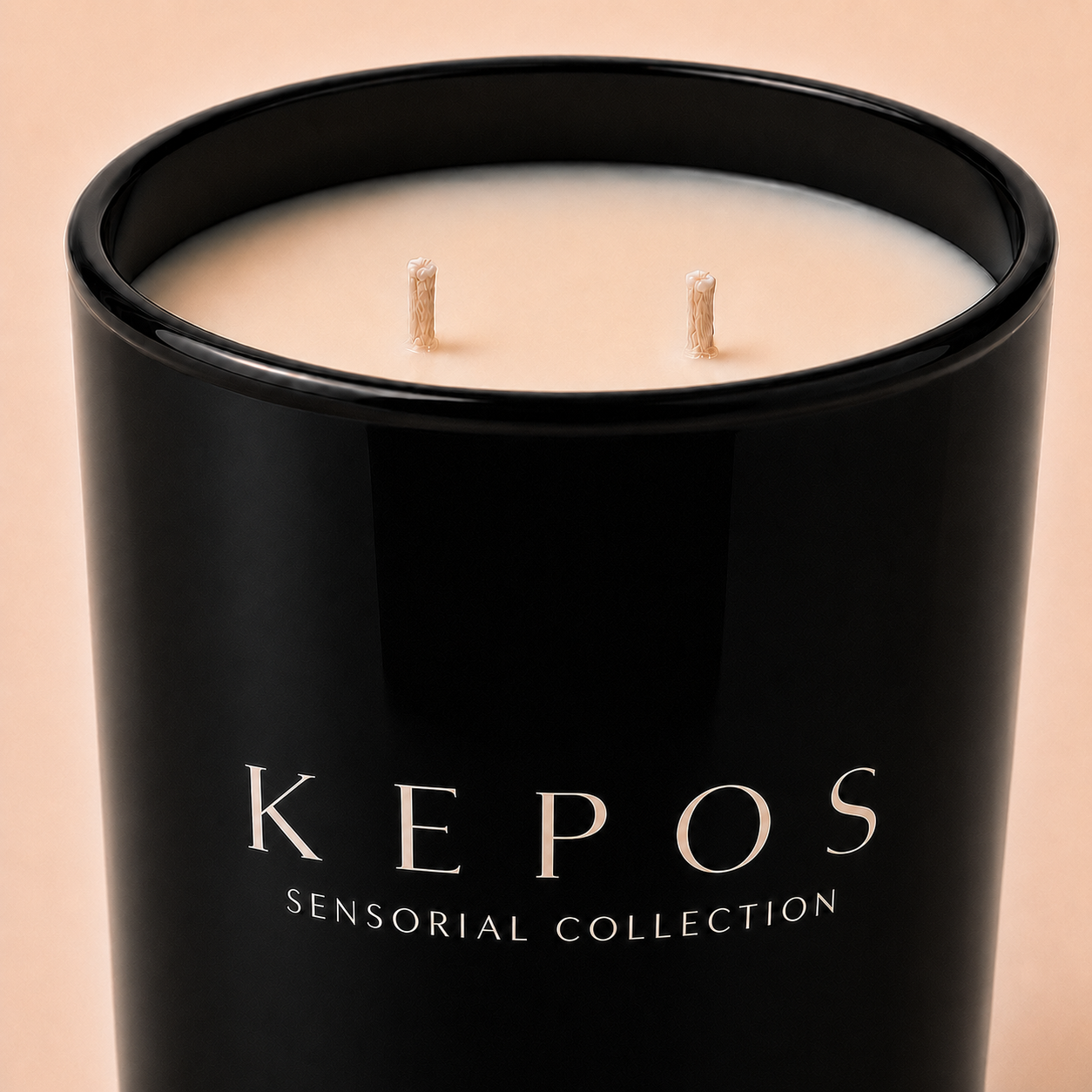 Flamma Hestia KEPOS candle top view showing wax and vessel