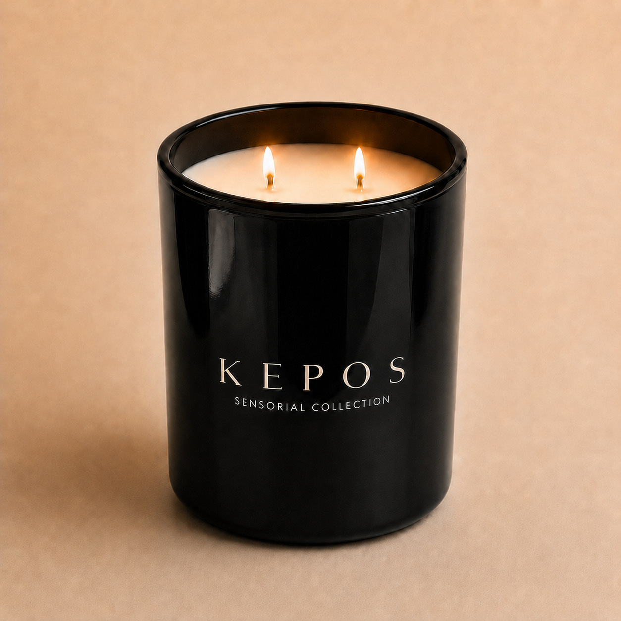 Flamma Hestia KEPOS candle close-up of double cotton wick