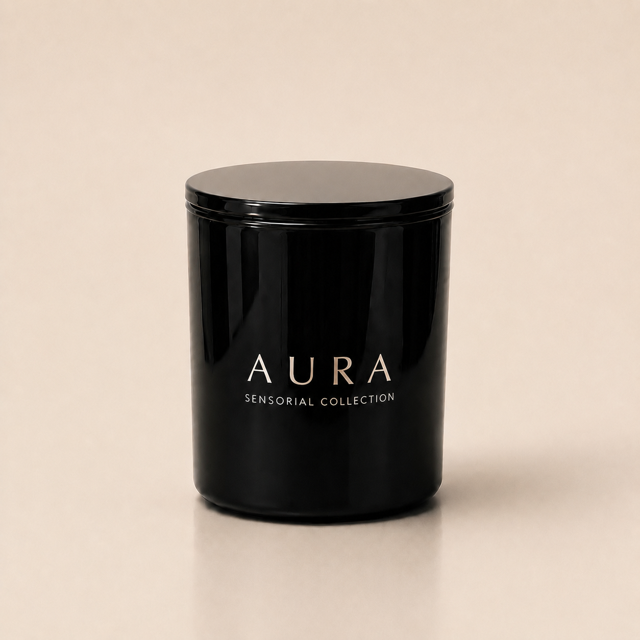 AURA luxury candle in black glass vessel