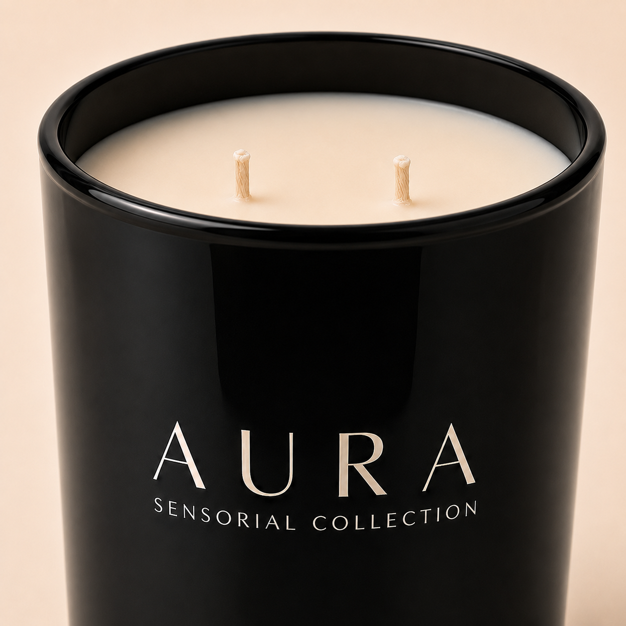 Flamma Hestia AURA candle styled on a home shelf
